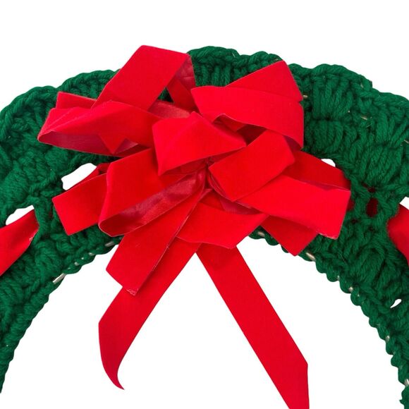 Handmade Christmas Macrame Wreath Wall Hanging Decor Crochet 16" Boho - Picture 4 of 6